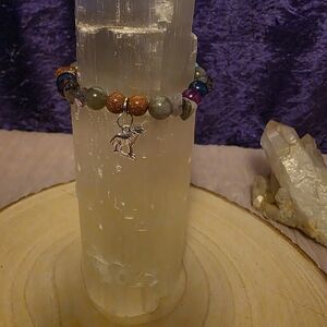 Elegant Coral and Crystal Beaded Bracelet